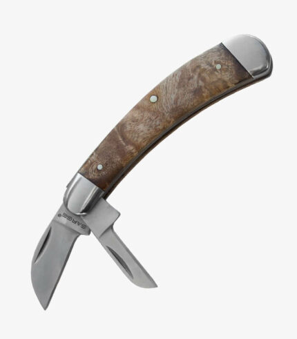 With a maple burl wood 3.5" ergonomic handle for maximum comfort and control, this knife will like second nature in your hands.