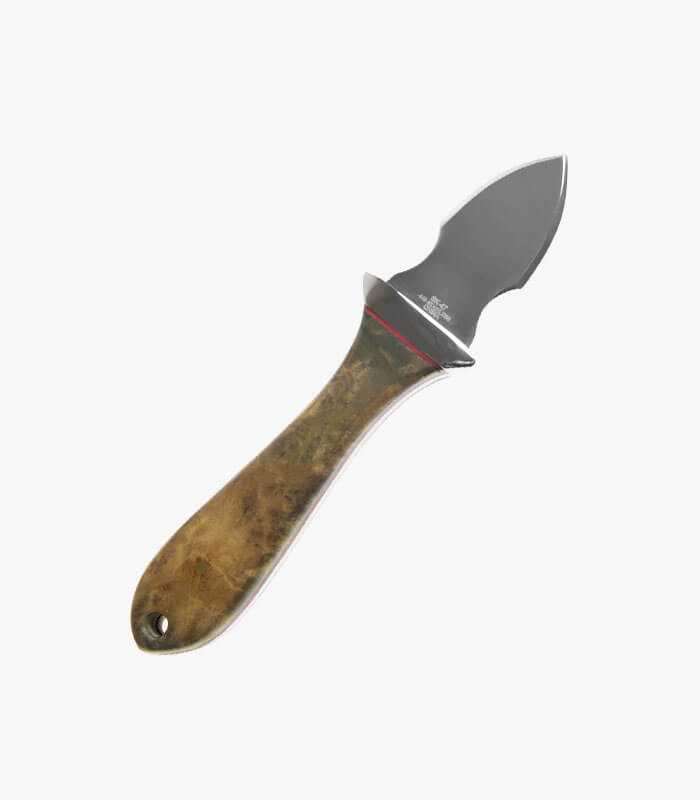 SK-47-Oyster-Knife-Sheath-Back Tide oyster knife has a rosewood handle that can be logoed.