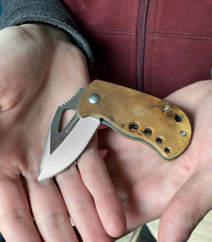 Maple Burl Fat Boy in hands