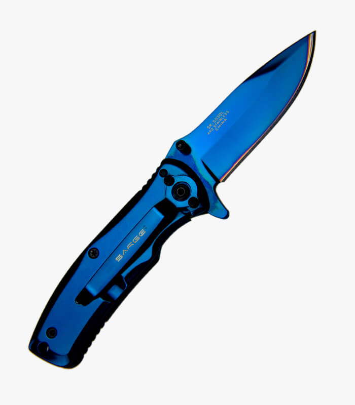 SK-503BL-Blue-TiN-Swift-Assist-Folder-Knife_back Back of Blue TiN Swift Assist folder knife
