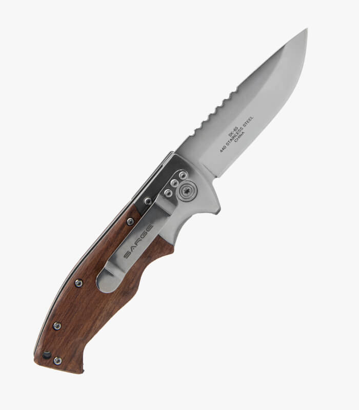 SK-65-Rosewood-Swift-Assist-Knife-back Flash Rosewood handle knife can be logoed