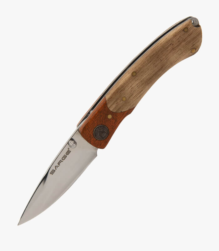 The Ranger wood handle knife can be logoed