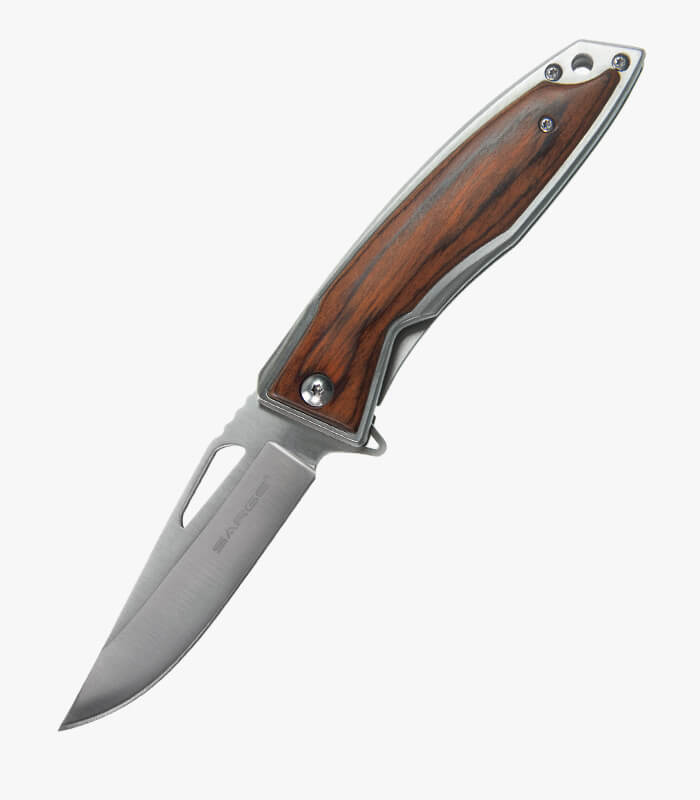 The Strive Pakkawood handle knife can be laser engraved with a logo.