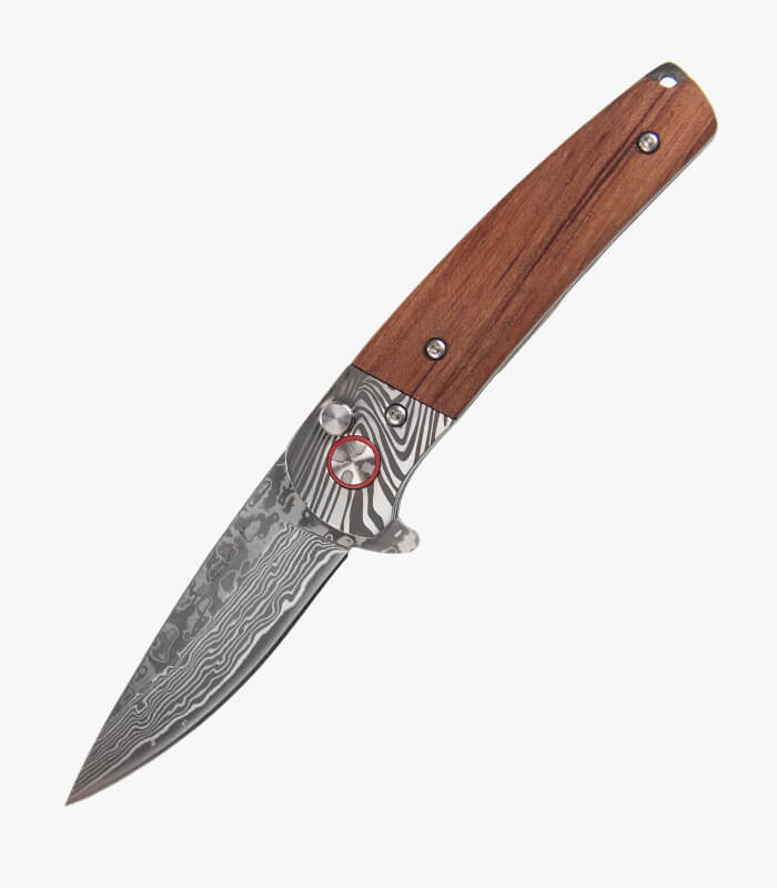 SK-714-Damascus-Rosewood-Folder-knife-front Rosewood Damascus folder front
