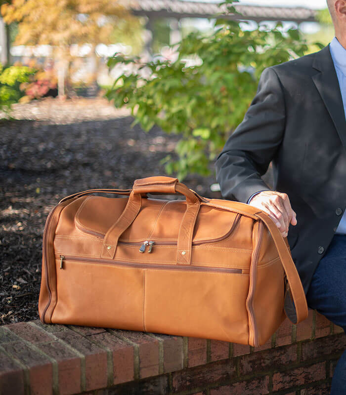 medium leather duffle bag