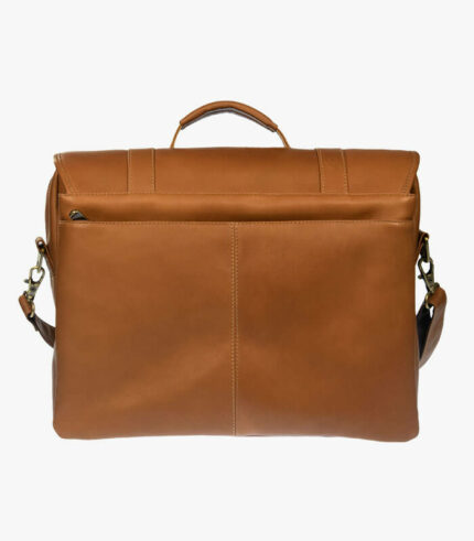 Leather messenger bag back