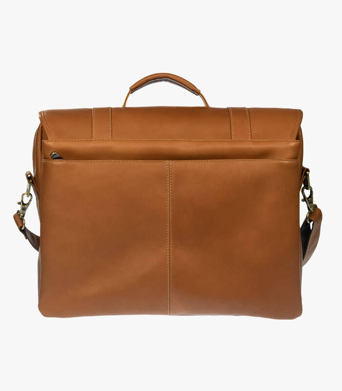 Leather messenger bag back
