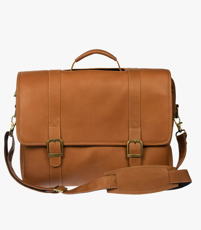 SLC-302-Messenger-Leather-Bag-Front Leather messenger bag engraved with logo