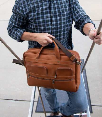Leather briefcase for work and casual wear