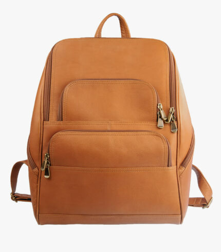 The Julia leather backpack will fit a 15” laptop.