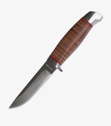 Front of stacked leather fixed blade